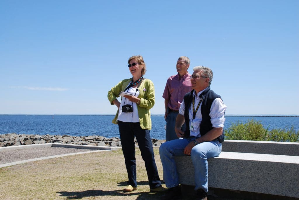 At the viewing circle: Left to right, Lorraine Flanigan, Werner Schwar and Paul Fayrick. Photo: Kathy Walkinshaw