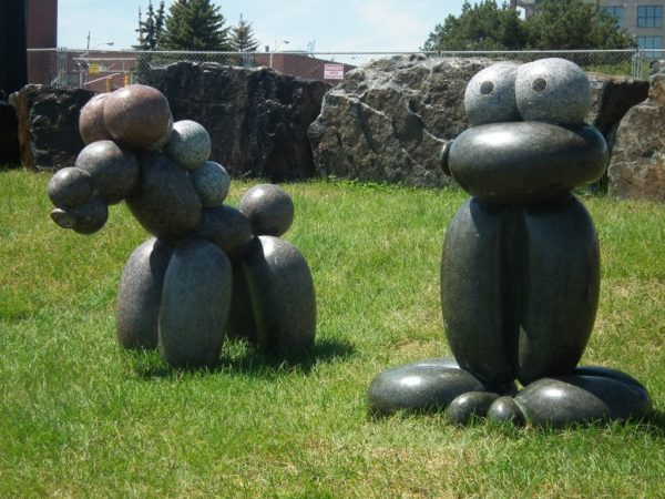 Kids love the granite balloon animal sculptures in the park.