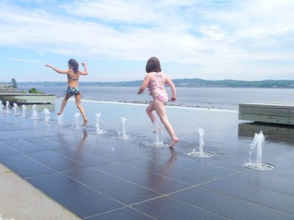 The bubblers along the Promenade Samuel de Champlain are a popular spot to cool off on a hot summer's day.
