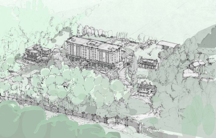 Artist rendering of Two Sisters Resort proposed to be imposed on Randwood Estate in Niagara-on-the-Lake, Ontario.